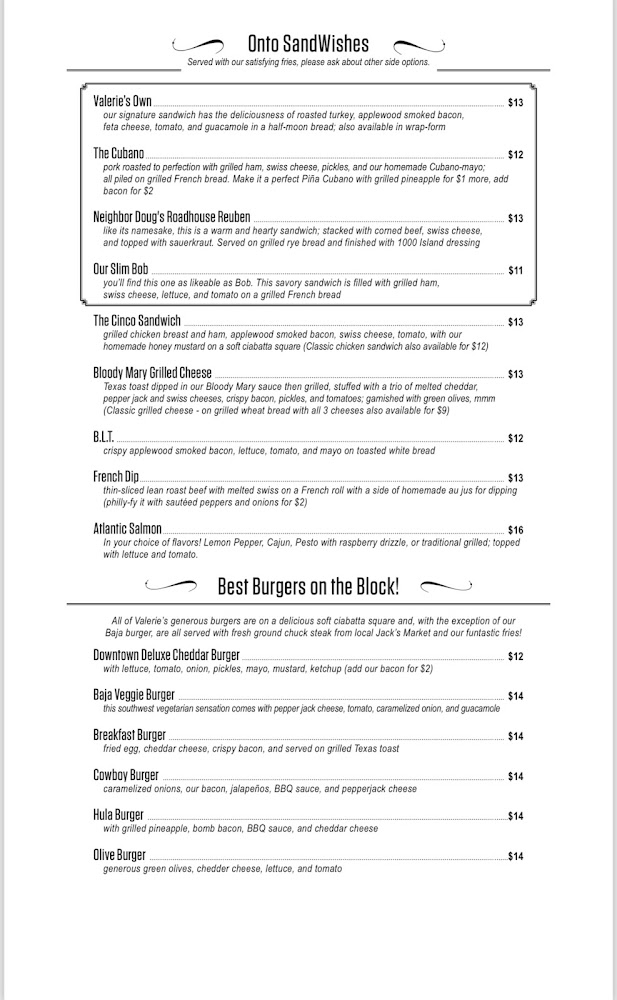 Valerie’s Downtown menu 3